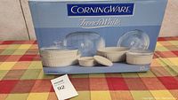 Box for Corningware French White 10 piece set showing product image and labeling.