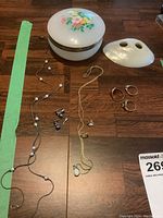 Overview of all items on wood floor