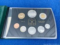 Overview of entire proof set with all coins visible in display case