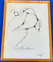 Full frontal photo of the framed print showing the bird and overall condition.