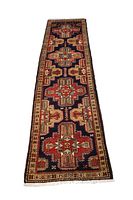 Full-length top view of runner rug on white background