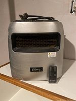 Front view of the Classic infrared heater unit with visible heating element and remote control.