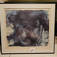 Frontal photo of the framed abstract nude art print showing the overall artwork and frame.