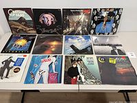 Top view of all 12 vinyl albums showing cover art and condition of album sleeves.