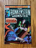 Front cover of Marvel Comics The Frankenstein Monster issue #8 featuring Frankenstein meets Dracula.