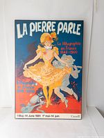 Front view of large vintage museum lithograph print on board with artwork and title 'La Pierre Parle'.