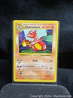 Front side of the 1995 Charmeleon Pokémon trading card showing character artwork, stats, and attack info.