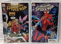 Two comic books in plastic sleeves, The Amazing Spider-Man issue 26 (left) and issue 24 (right), clearly showing cover art and issue numbers.
