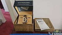 Watch inside original gold-tone Wittnauer box with lid beside it