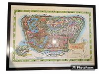 Front view of framed Disneyland map showing full map layout and frame