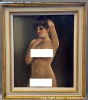 Full image of the framed painting showing the nude woman and frame details