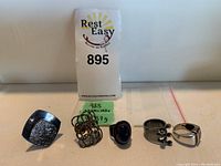 Front view of all five rings on display