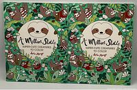 Photo of two identical 'A Million Sloths Super-Cute Creatures To Color' coloring books by Lulu Mayo with illustrated cover artwork showing various cute sloths among foliage.