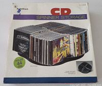 Photo of RadioShack CD Spinner Storage box showing product image and description.