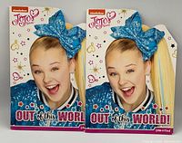 Photo of two identical Jojo Siwa Nickelodeon Out of This World Look and Find books showing front cover with Jojo Siwa and decorative elements.