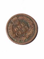 Reverse of 1895 Indian Head penny showing shield, wreath, and denomination One Cent.