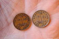 Obverse and reverse view of 1940 and 1941 Newfoundland one cent coins showing dates and plant motif.