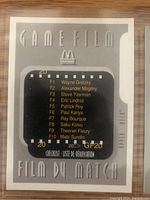 Checklist card for the NHL McDonalds game film set listing 10 prominent NHL players