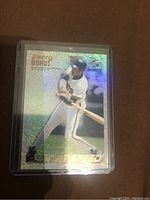 Front of Barry Bonds baseball card showing holographic Nth Degree design and batting image of Bonds in San Francisco Giants uniform.