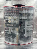 Closed kit case showing full contents through clear front