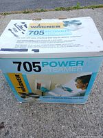 Original Wagner 705 Power Steamer box front showing product name and uses.