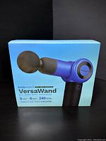 Box front of Versa Wand Full Body Massager showing product image and specifications.