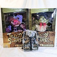 Three Teddy Scares horror dolls, two large Series 2 in original boxes and one mini Abnormal Cyrus Morgue in blister pack.