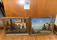 Two framed acrylic paintings side by side, full overview