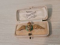 Fitted case and pin displayed open, showing overall appearance.