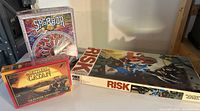Lot showing all three games: Sagrada, The Settlers of Catan 5-6 Player Extension, and Risk.