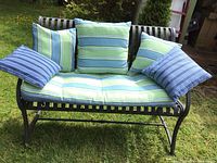 Front view of bench with all cushions arranged