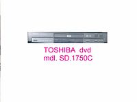 Front view of Toshiba DVD player model SD-1750C showing disc tray and control buttons.