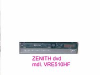 Front view of black ZENITH VHS player model VRE510HF showing cassette slot and control panel