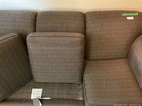 Close-up of seat cushions and fabric texture of the 3 seat couch.