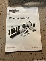 Photo of kit instruction manual showing Vaper 19 piece air tool kit.