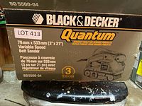 Box of Black & Decker Quantum BD5500-04 variable speed belt sander 3" x 21"