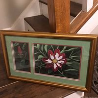 Framed floral print showing both sections of the flower artwork and the frame.