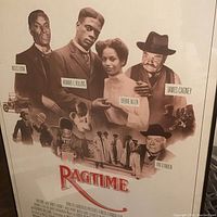 Frontal close-up of Ragtime movie poster with actor names highlighted.