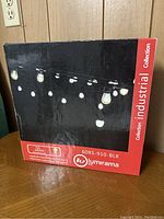 Box showing Lumirama Industrial Collection string lights with 10 bulbs, model 6085-910-BLK.