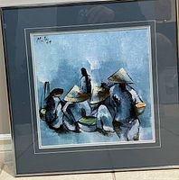 Full view of framed original art showing its overall condition and composition.