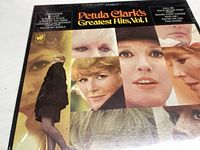 Front cover of Petula Clark's Greatest Hits Vol. 1 showing portrait collage and album title