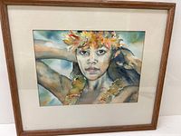 Overall front view of framed watercolour painting
