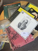 Photo showing a selection of vinyl records including Beethoven with portrait cover, orchestral music and concert grossi album.