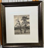 Framed photographic print showing full piece with mat and dark wood frame, including pencil signature visible in lower right corner.