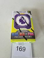 Photo of sealed unopened 2020/21 Panini Prizm Soccer Premier League trading card cereal box with Premier League logo, Panini branding and sealed tape.