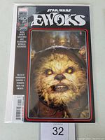 Front cover of Star Wars Ewoks #1 Marvel comic book showing detailed Ewok character and publication details.