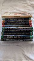 Stack of 10 vintage Walter Farley Black Stallion books showing titles and authors on spines.