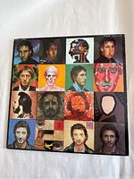 Front cover of The Who Face Dances album showing colorful and artistic portrait collage of faces.
