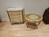 Overall view showing chest of drawers and coffee table side by side
