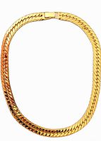 Full view of the gold-tone MONET collar necklace laid flat, showing the length and design of the chain links.